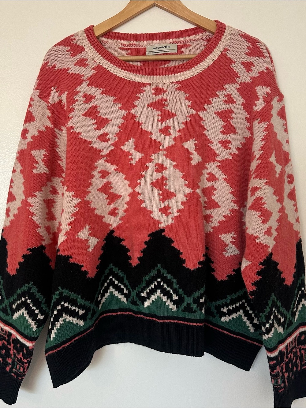 Anthropologie Pink Patterned Knit Sweater